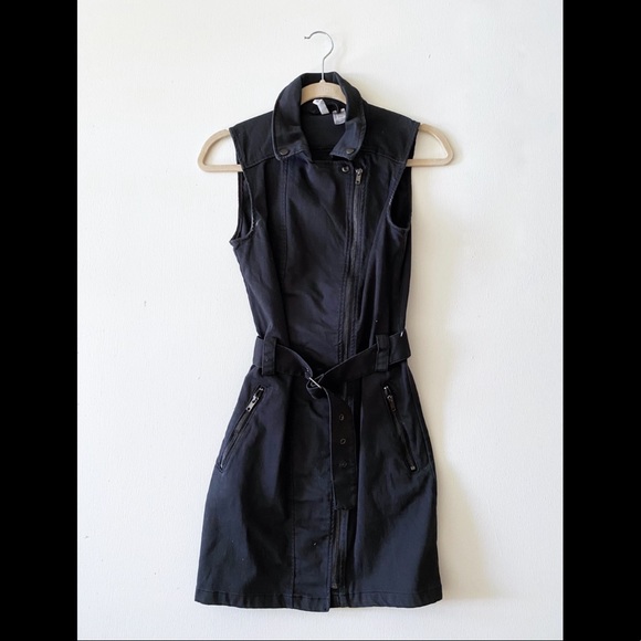 Black Jean Zip up Dress - Picture 1 of 1